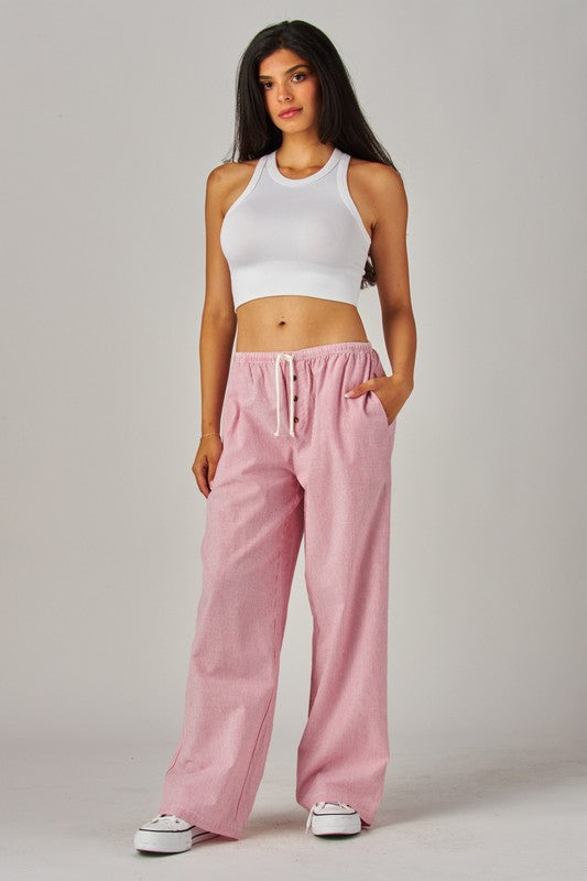 Poppy Pinstripe Boxer Pants Red