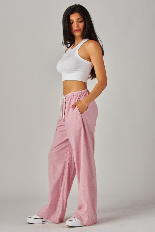 Poppy Pinstripe Boxer Pants Red