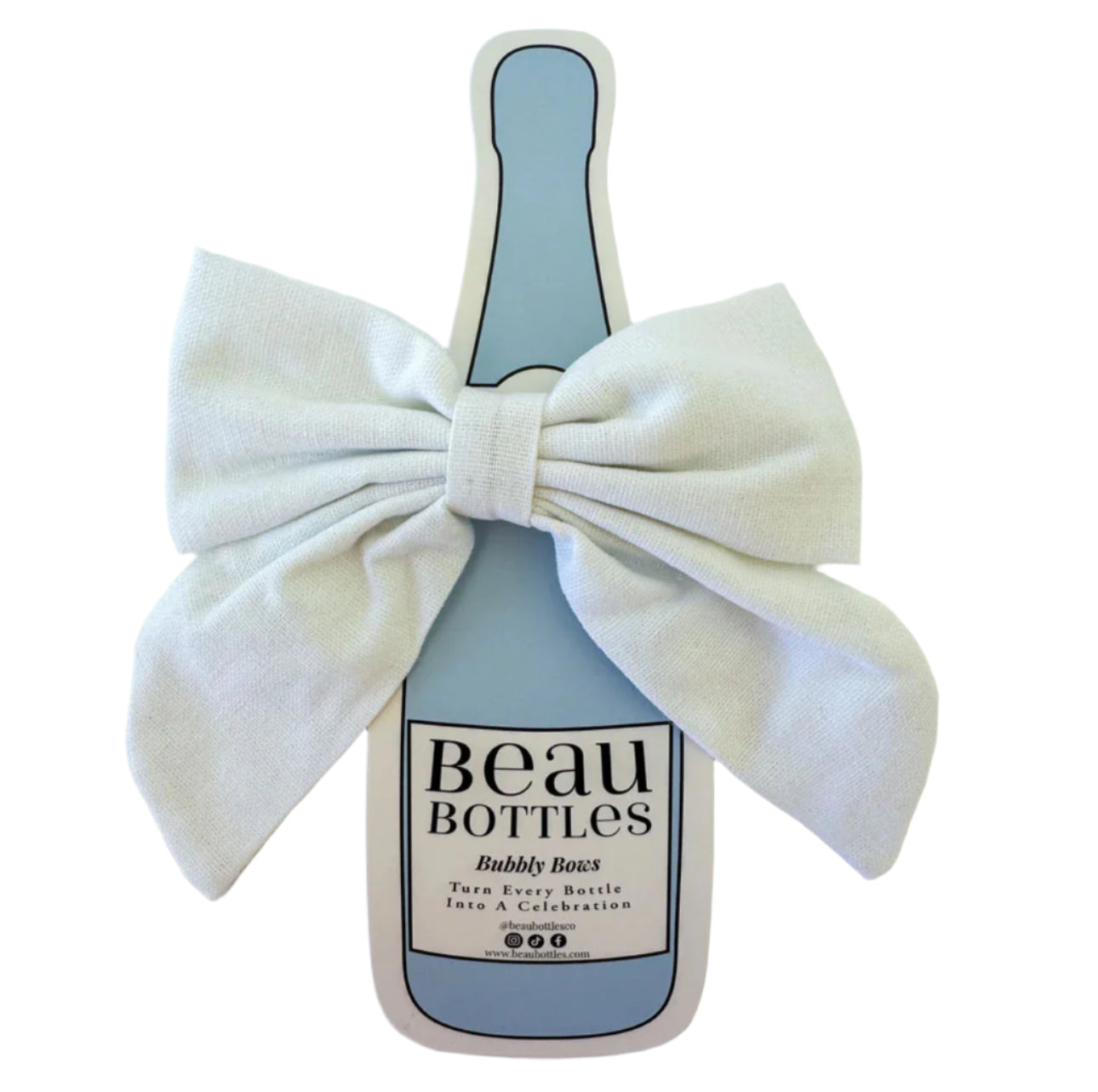 Beau Bottles White Linen Champagne Bottle Bow