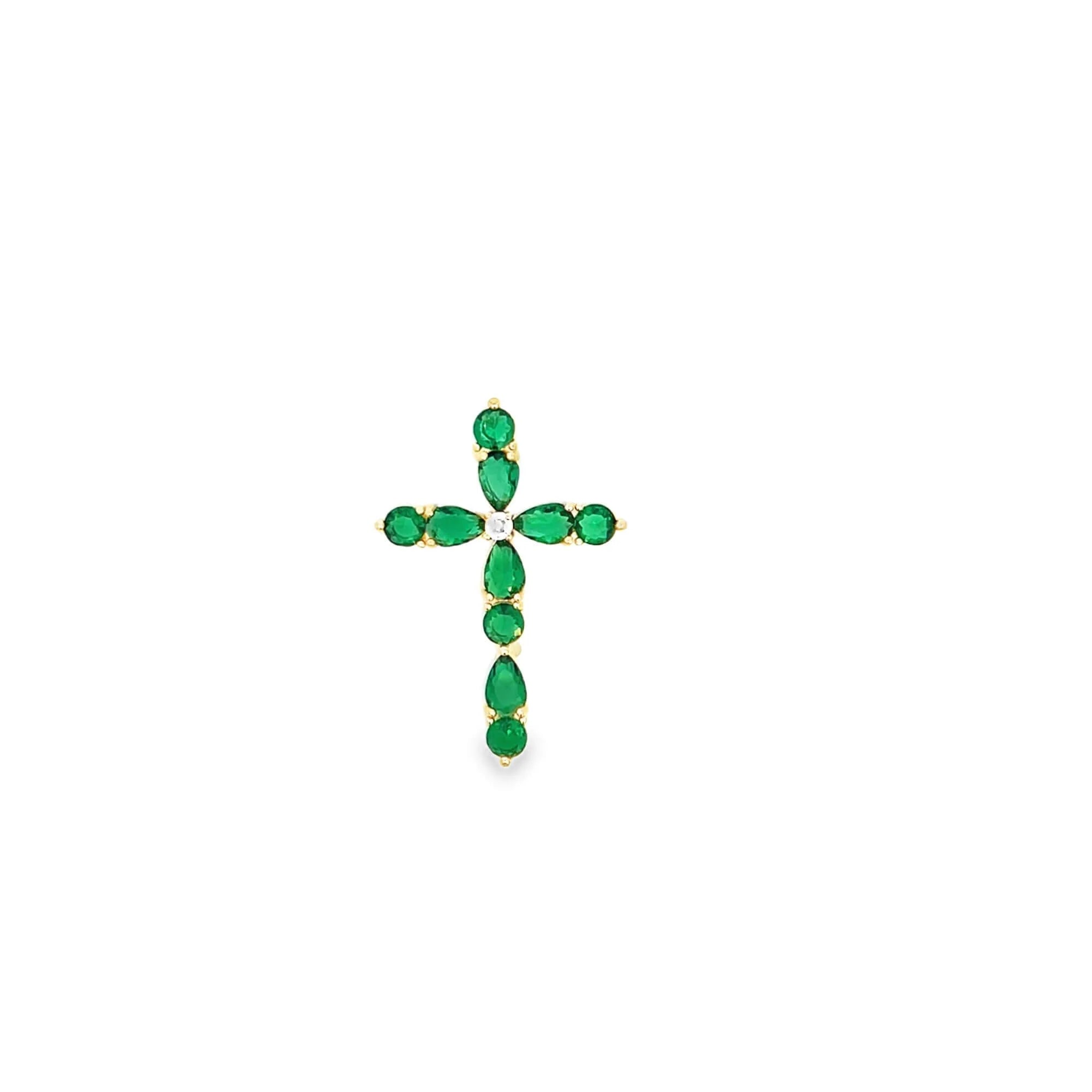 Emerald Cross 18K Gold Filled Necklace