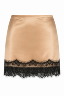 Monaco Satin and Lace Mini Skirt