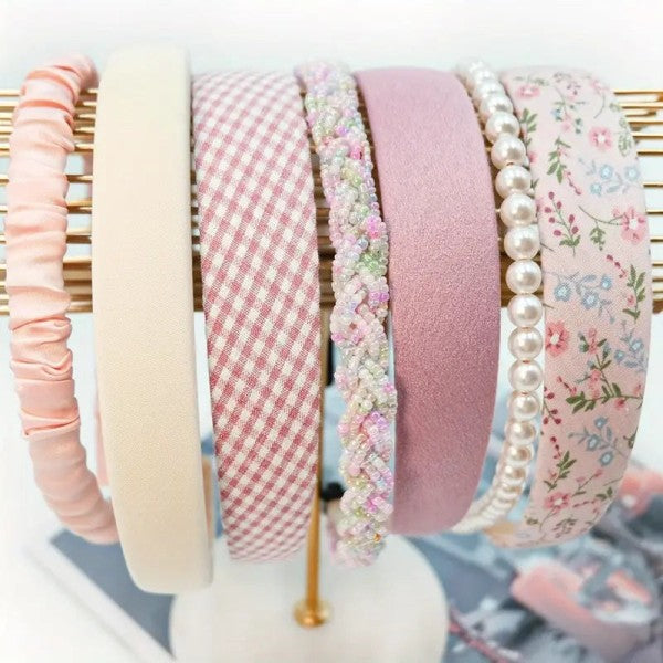 Pink and Floral Headband Set