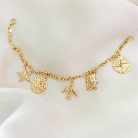 Travel Charm 18K Gold Filled Bracelet