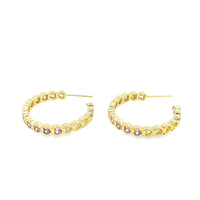 Part Colored CZ 18K Gold Filled Heart Hoops