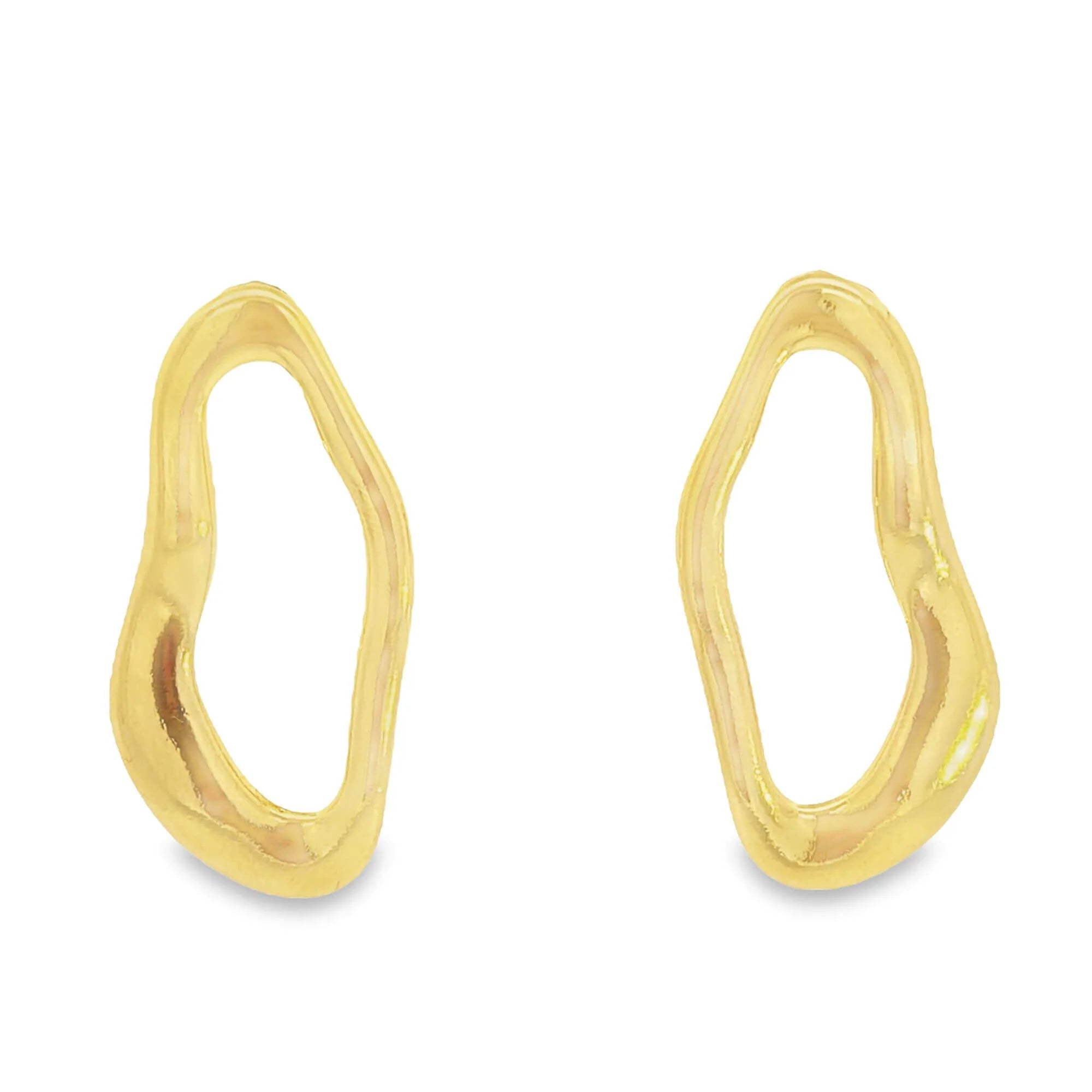 Abstract Oval Droopy Melted Style Stud 18K Gold Filled Earrings