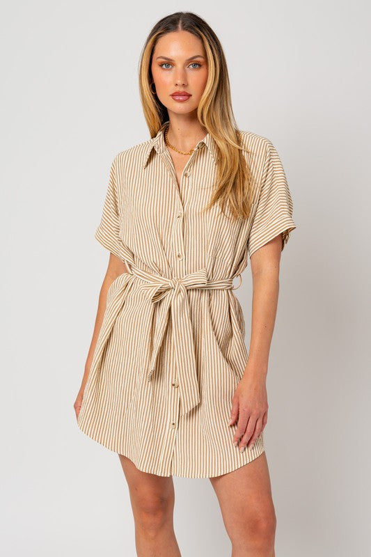 Hannah Half Sleeve Button Down Shirt Dress