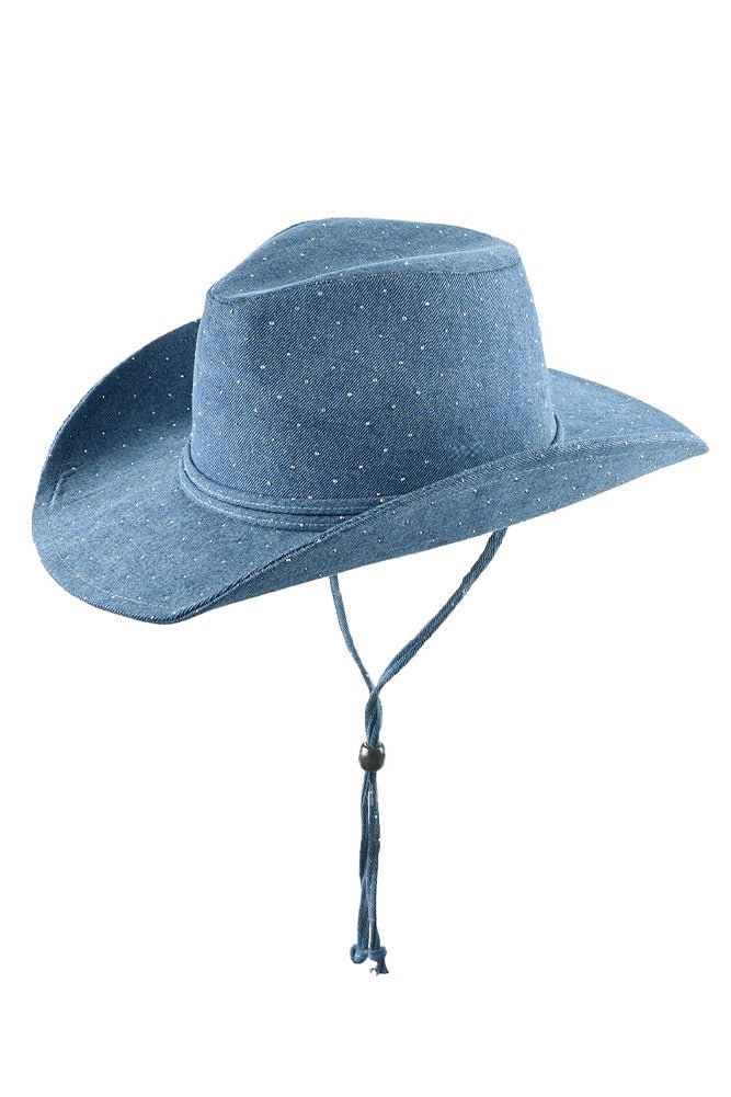 Denim Studded Cowboy Hat
