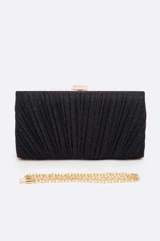 Metallic Pleated Box Clutch