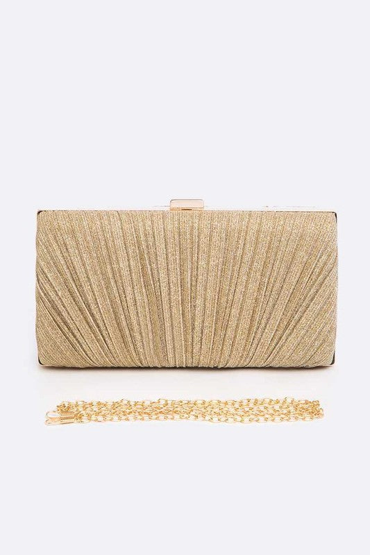 Metallic Pleated Box Clutch
