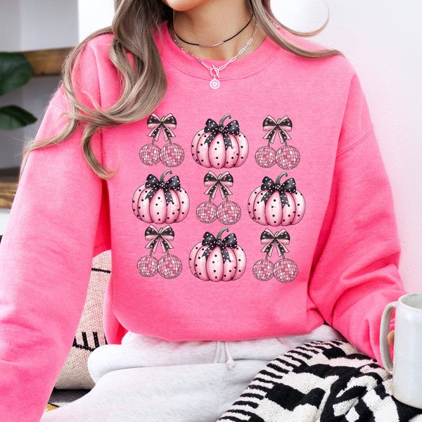 Fall Pink Pumpkin Coquette Sweatshirt