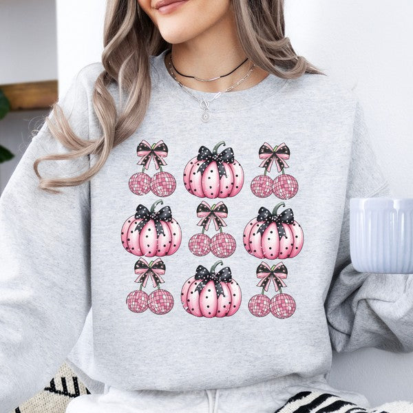 Fall Pink Pumpkin Coquette Sweatshirt