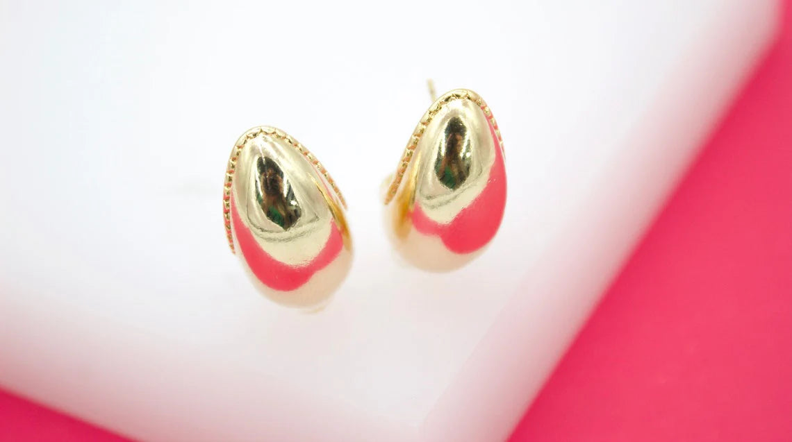 Smooth Oval Stud 18K Gold Filled Earrings