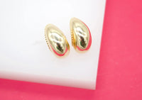 Smooth Oval Stud 18K Gold Filled Earrings