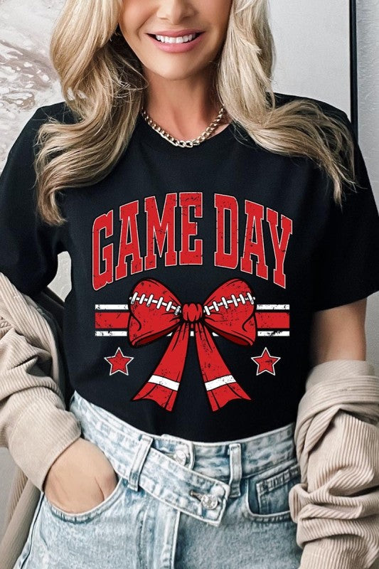 Game Day Football Bow Tee
