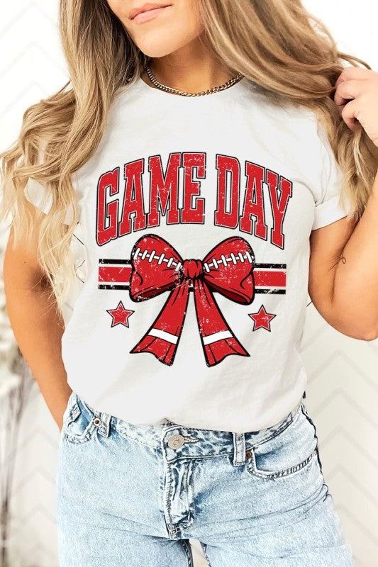 Game Day Football Bow Tee