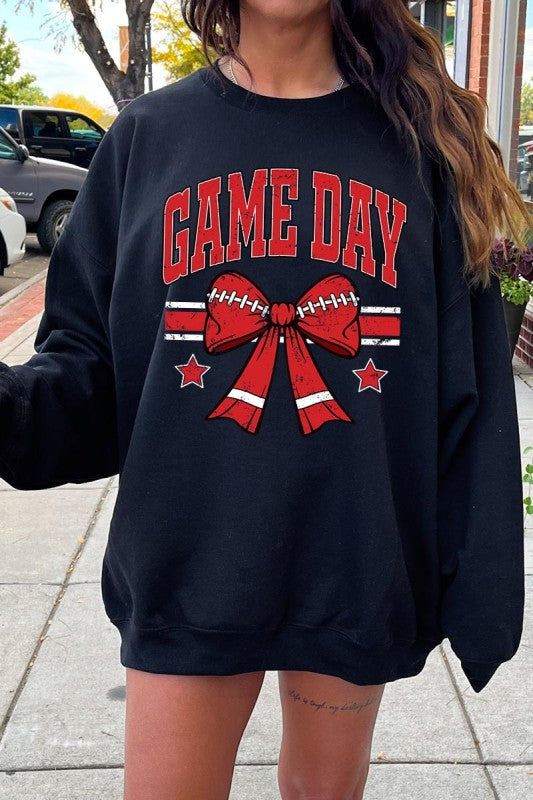 Game Day Football Bow Graphic Sweatshirt