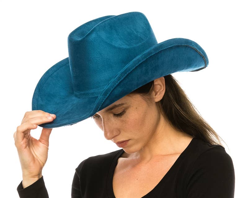 Cattleman Cowboy-Cowgirl Hat - Vegan Suede - Many Colors!: Black
