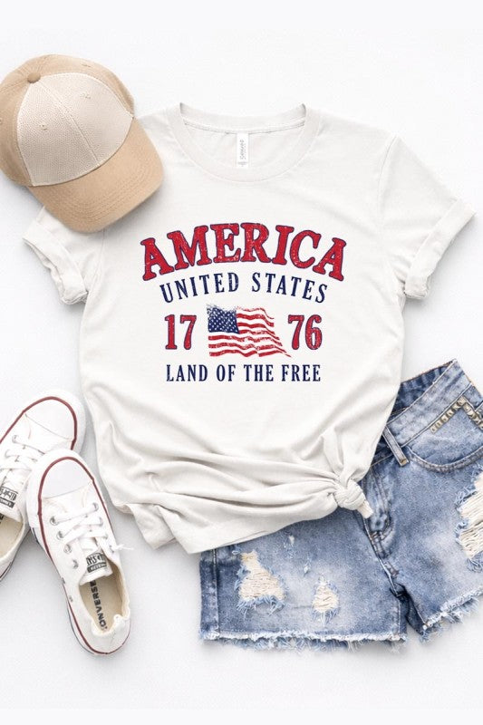 America 1776  - Land of The Free Graphic Tee