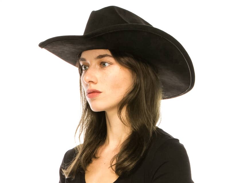 Cattleman Cowboy-Cowgirl Hat - Vegan Suede - Many Colors!: Black