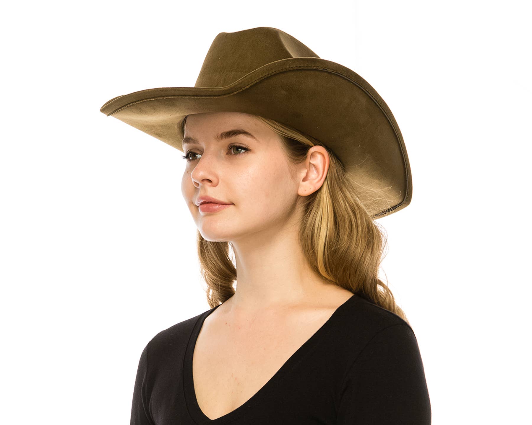 Cattleman Cowboy-Cowgirl Hat - Vegan Suede - Many Colors!: Black