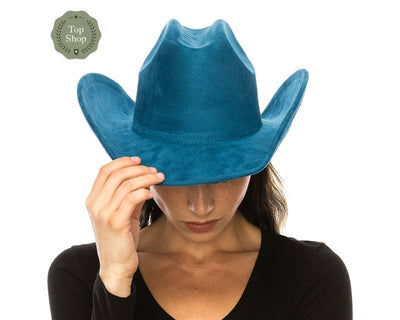 Cattleman Cowboy-Cowgirl Hat - Vegan Suede - Many Colors!: Black