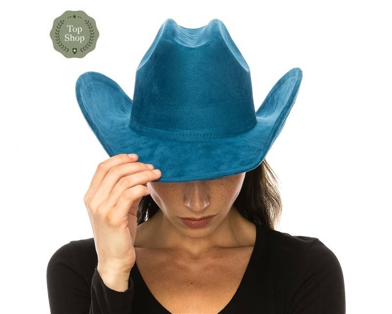 Cattleman Cowboy-Cowgirl Hat - Vegan Suede - Many Colors!: Black