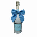 Beau Bottles Linen Champagne Bottle Blue Bow
