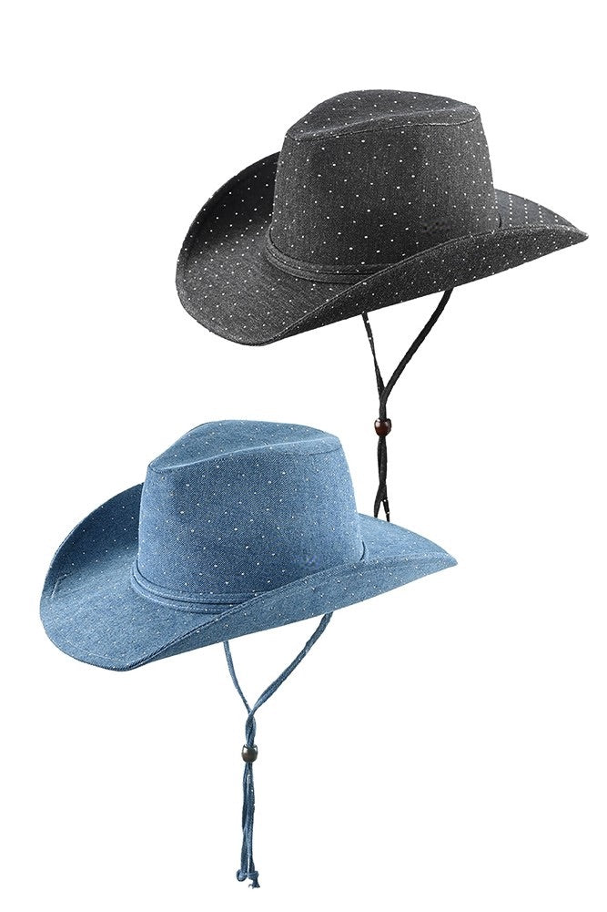 Denim Studded Cowboy Hat