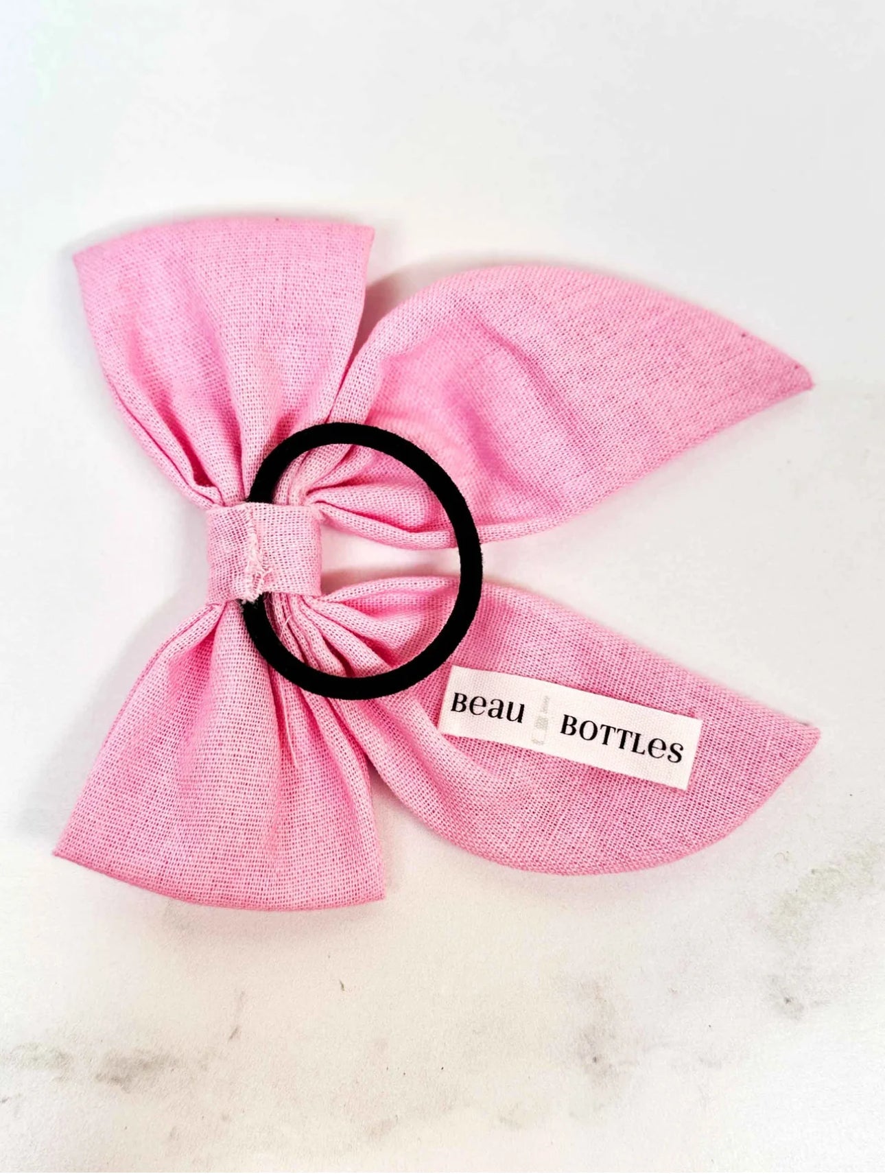 Beau Bottles Blush Pink Linen Champagne Bottle Bow