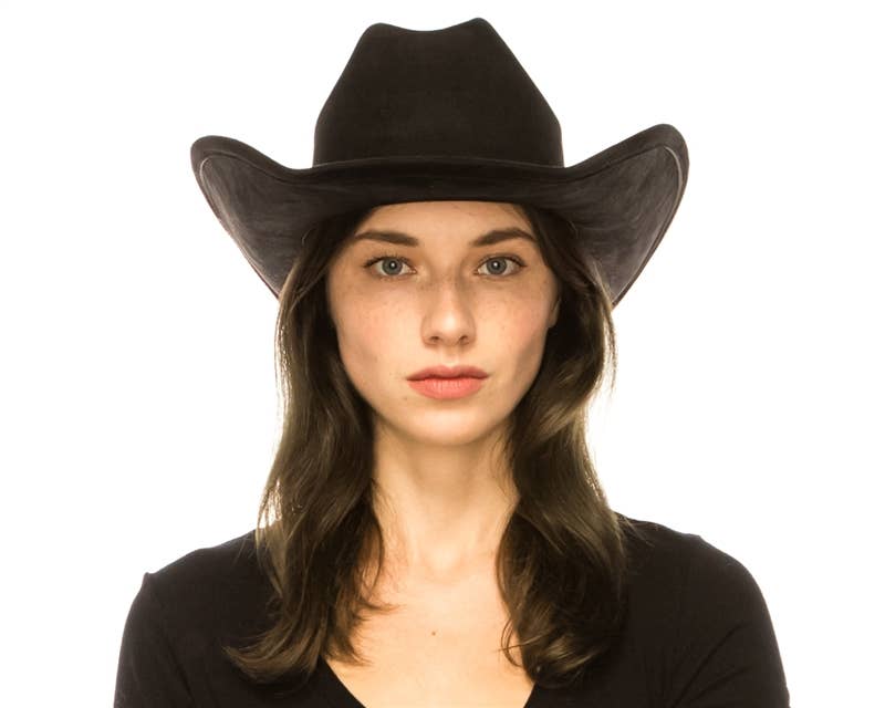 Cattleman Cowboy-Cowgirl Hat - Vegan Suede - Many Colors!: Black