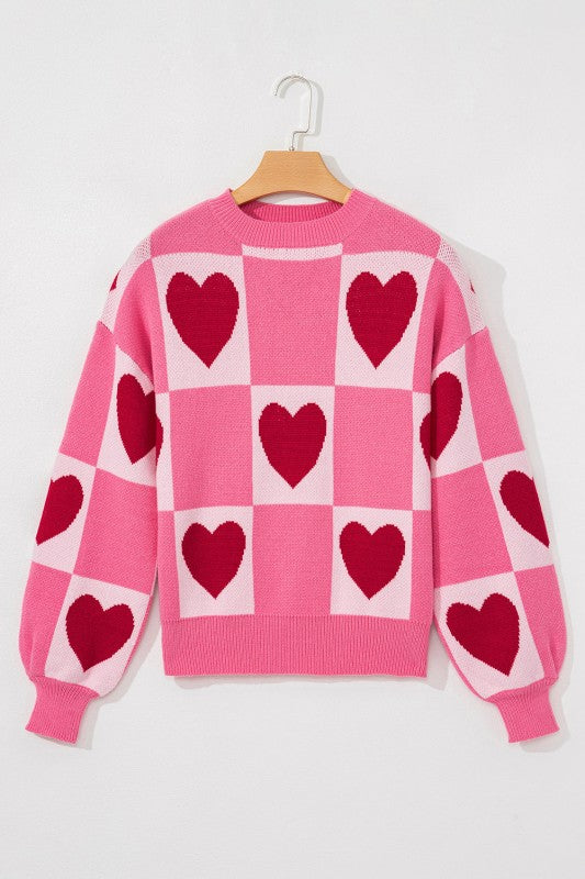 Valentine Heart Checker Crewneck Sweater