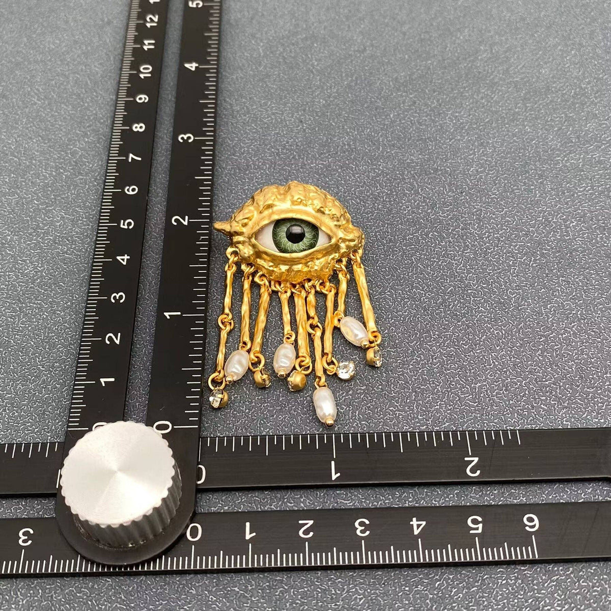 Green Eye Fringe Statement Earrings