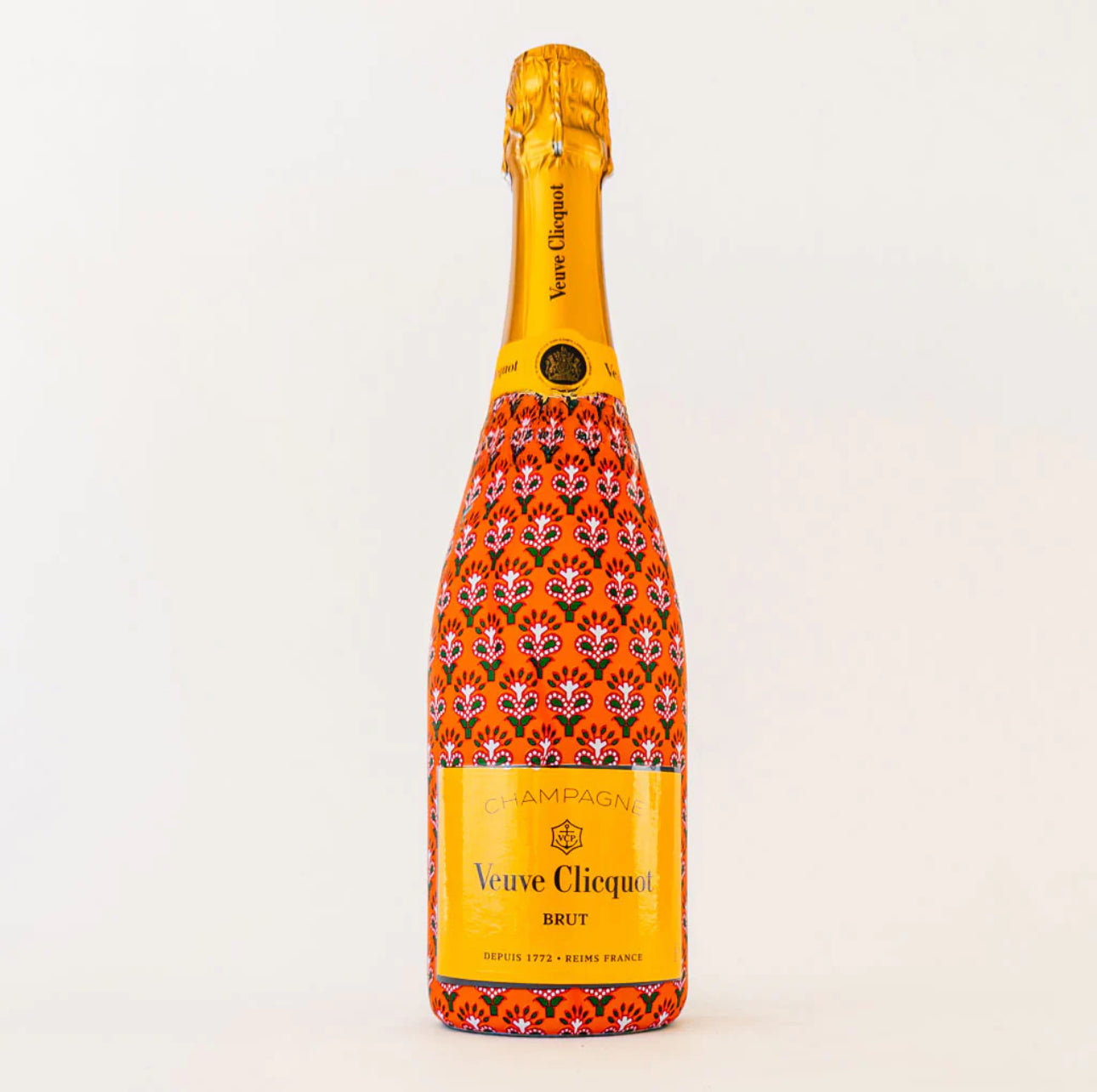 Beau Bottles Wrap Veuve Indian Blockprint Red Leaf