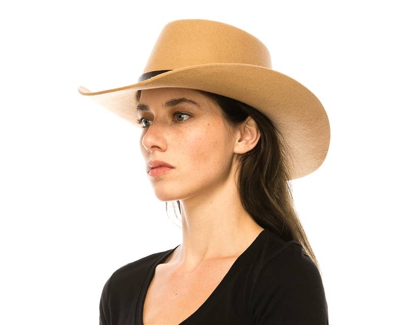 Ivory White Wool Western Women's Gambler Cowboy Hat