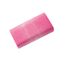 Pink textured clutch bag on a white background