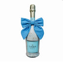 Beau Bottles Linen Champagne Bottle Blue Bow