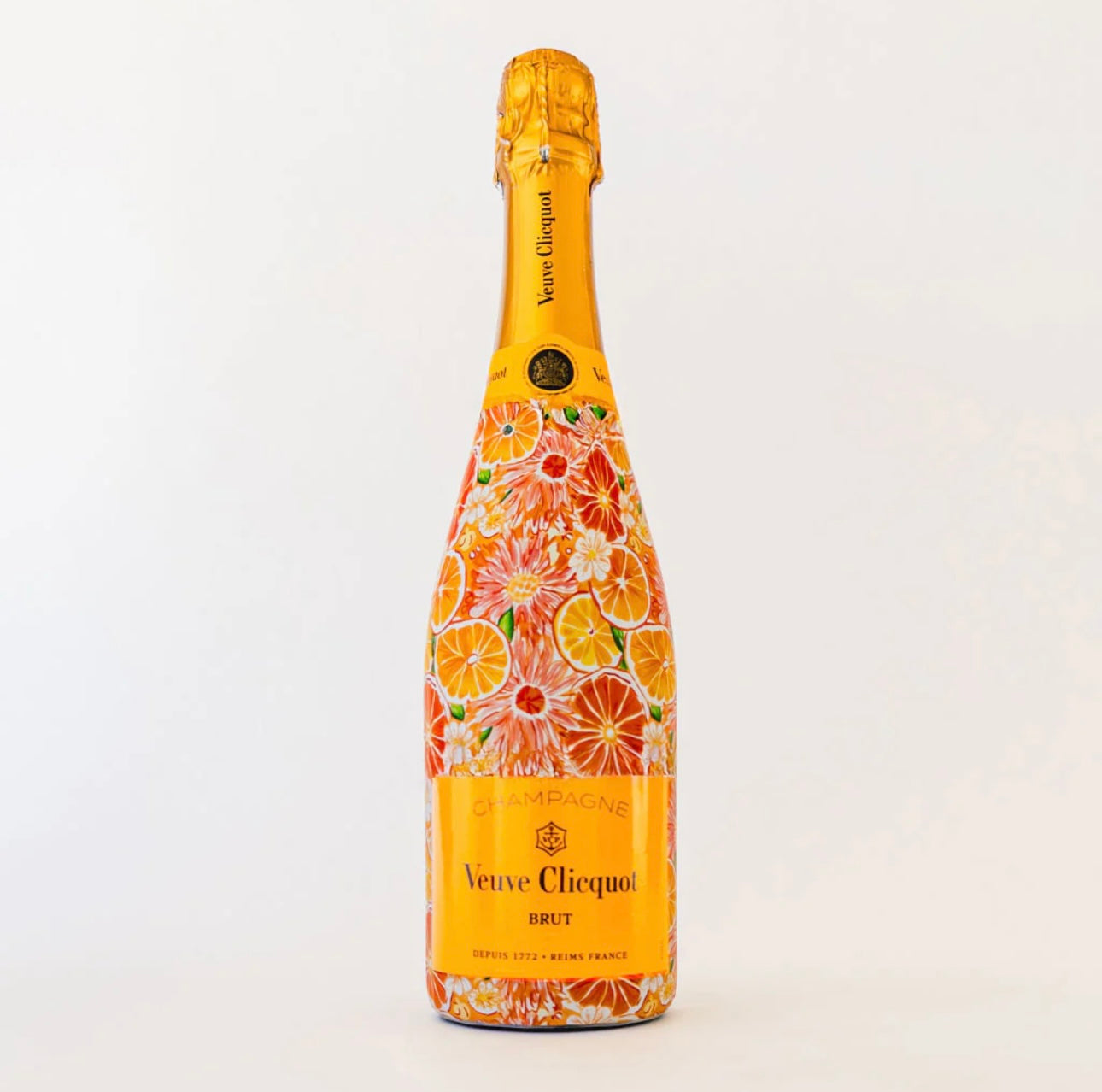 Beau Bottles Wrap Veuve Preppy Watercolor Oranges