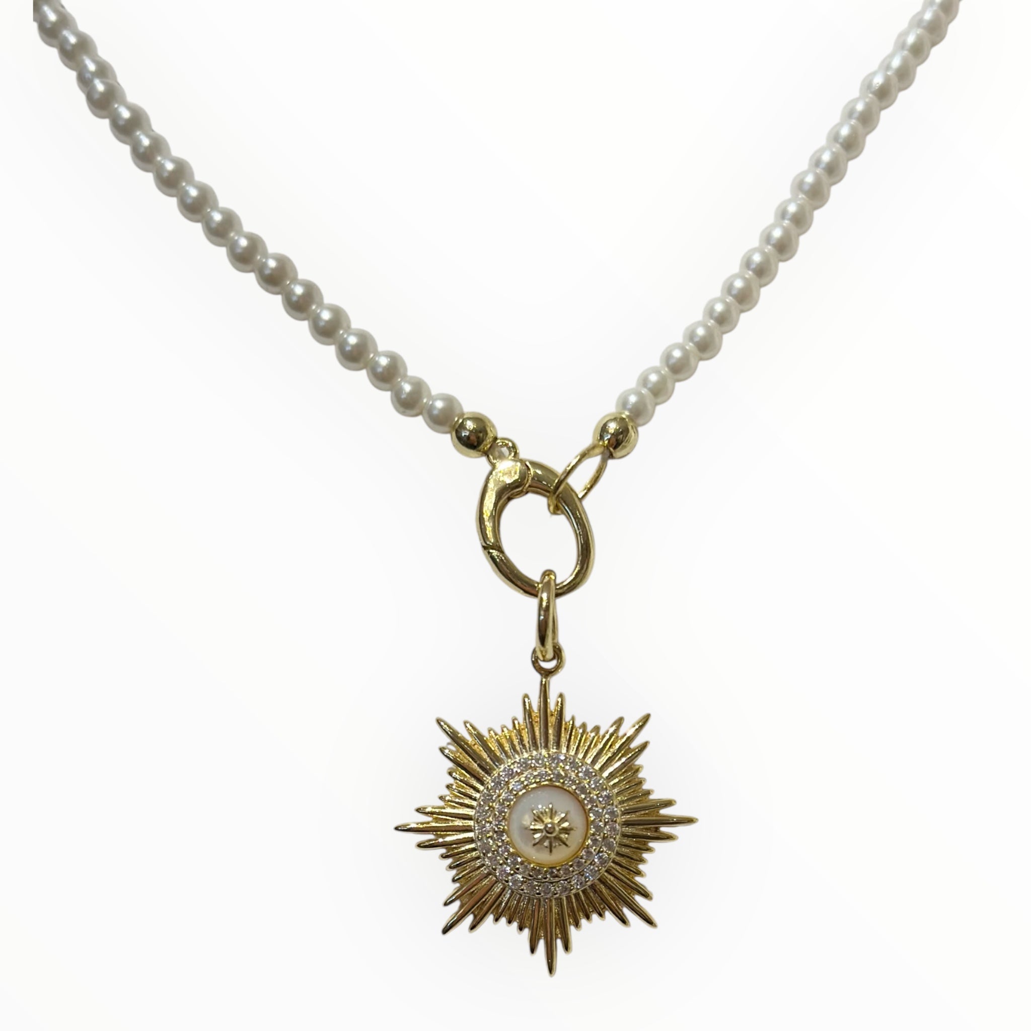Sun Burst Pearl Necklace