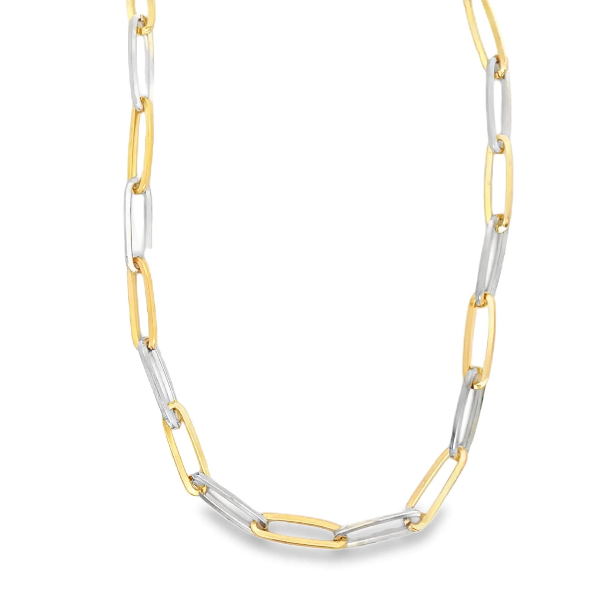 Two Toned 7mm Wide Oval Clip Chain