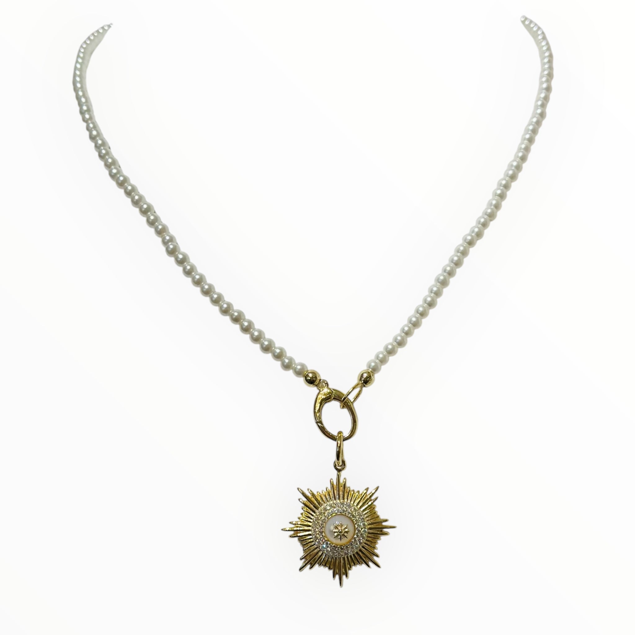 Sun Burst Pearl Necklace