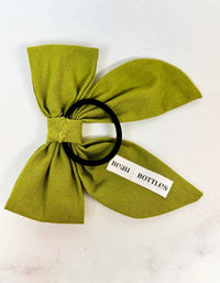 Beau Bottles Green Linen Champagne Bottle Bow