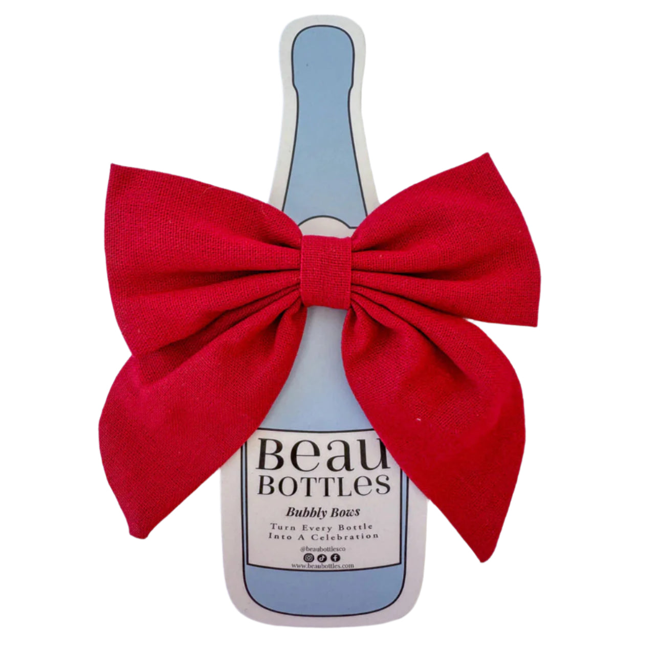 Beau Bottles Red Linen Champagne Bottle Bow