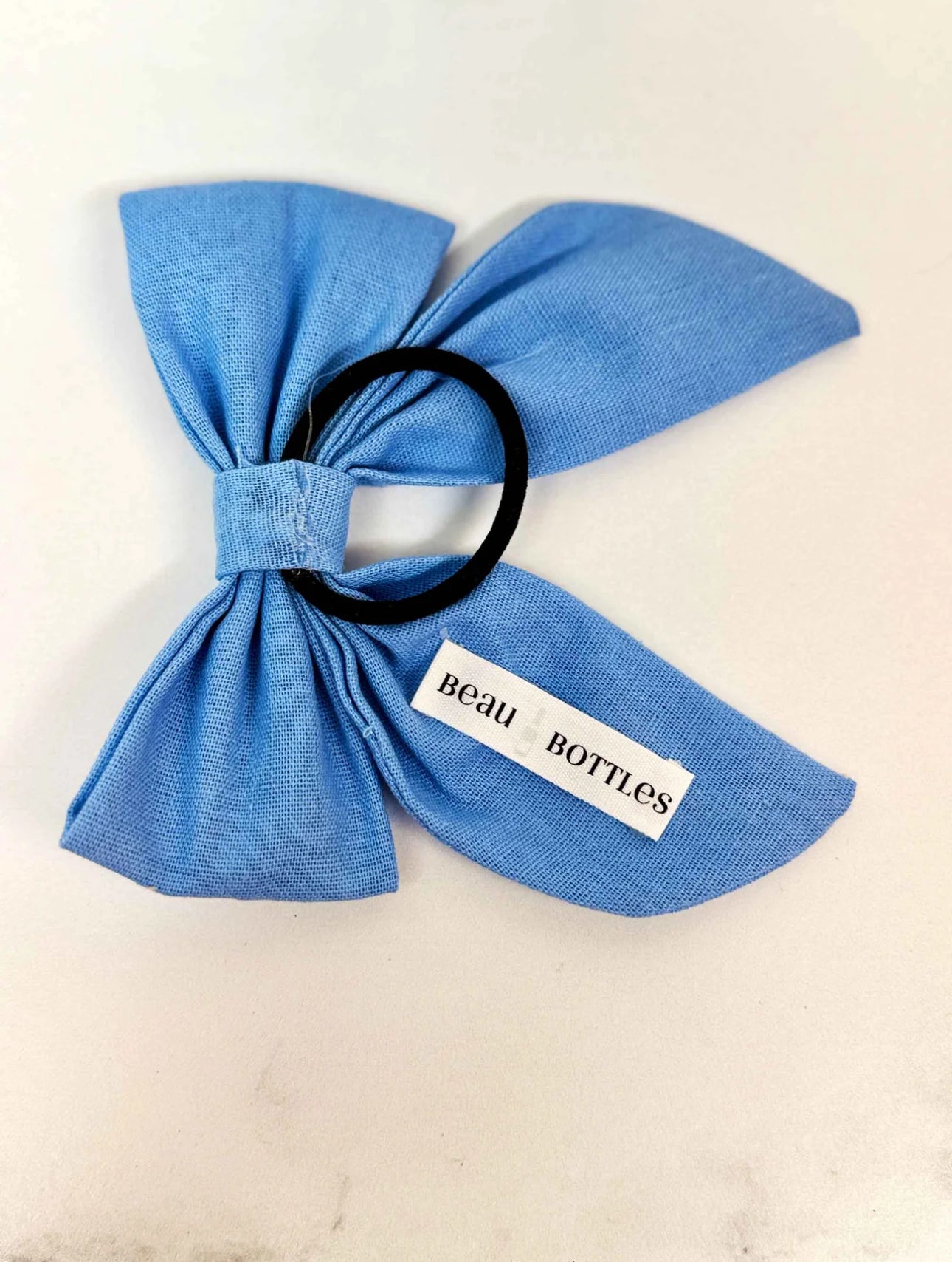 Beau Bottles Linen Champagne Bottle Blue Bow