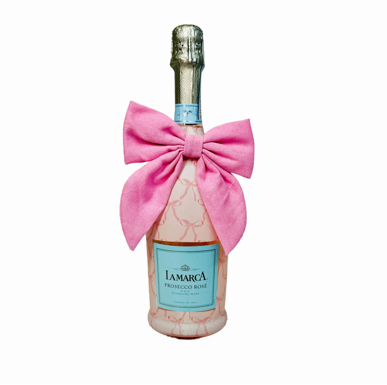Beau Bottles Blush Pink Linen Champagne Bottle Bow