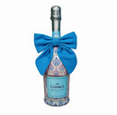 Beau Bottles Linen Champagne Bottle Blue Bow