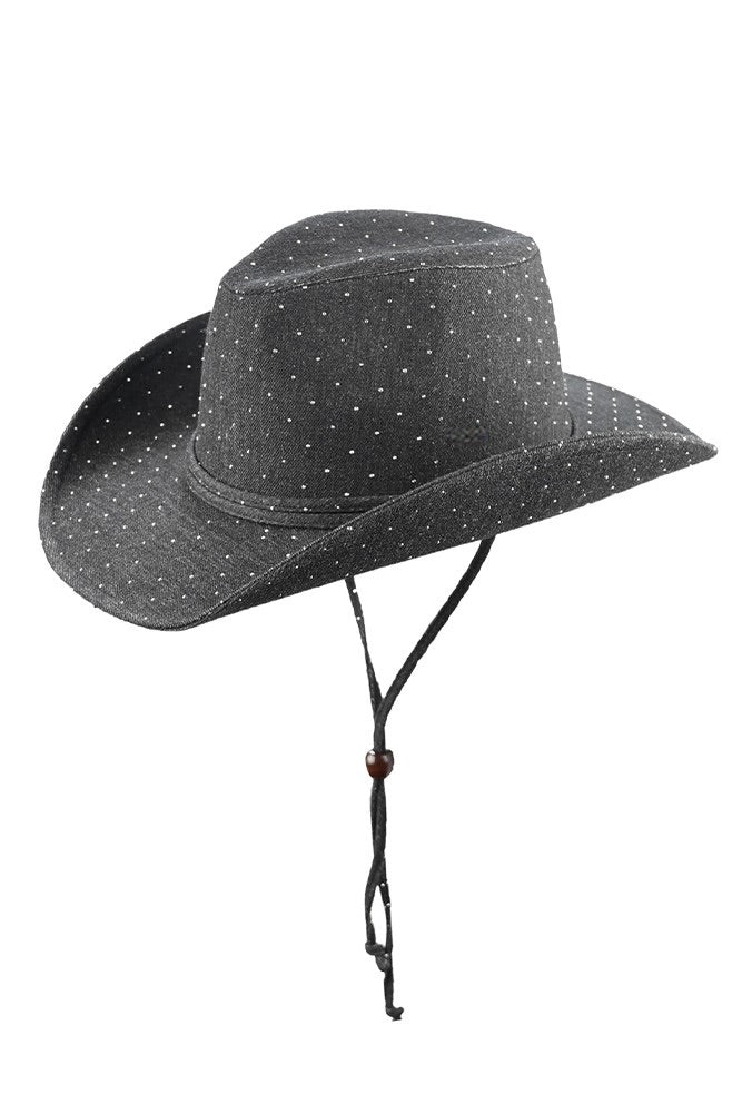 Denim Studded Cowboy Hat
