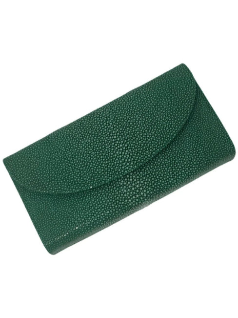 Green clutch bag on a white background