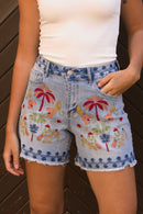 Dalia Embroidered Denim Short