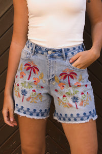 Dalia Embroidered Denim Short