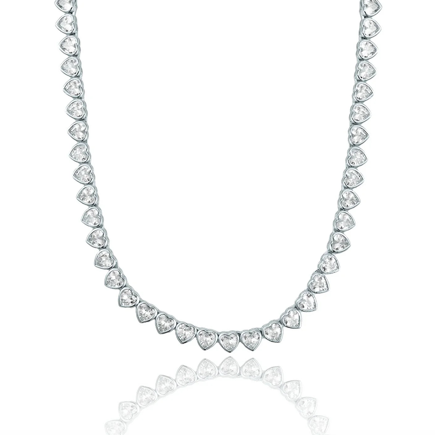 5mm Heart Bezel CZ Tennis Necklace